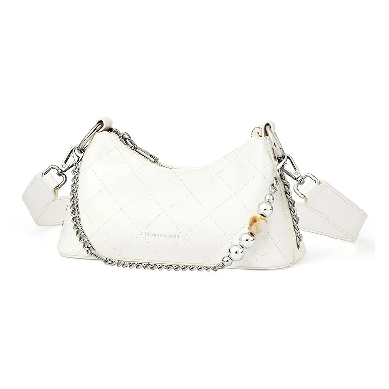 TUCANO Cow Leather With Synthetic Leather Shoulder Bag Regular Women's Pearl White-1
