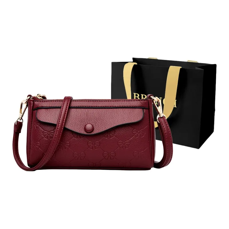 BRINCH PU Shoulder Bag Women's Black/Burgundy-4