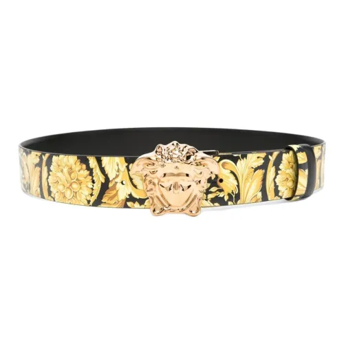 VERSACE La Medusa Reversible Leather Belt Gold tone