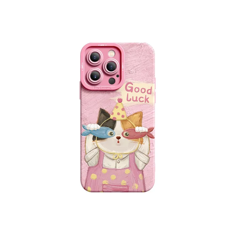 I Create My Art Silicone Material Touch The Fish Cat Phone Cases Compatibility IPhone16/15/14/13/12/11-3