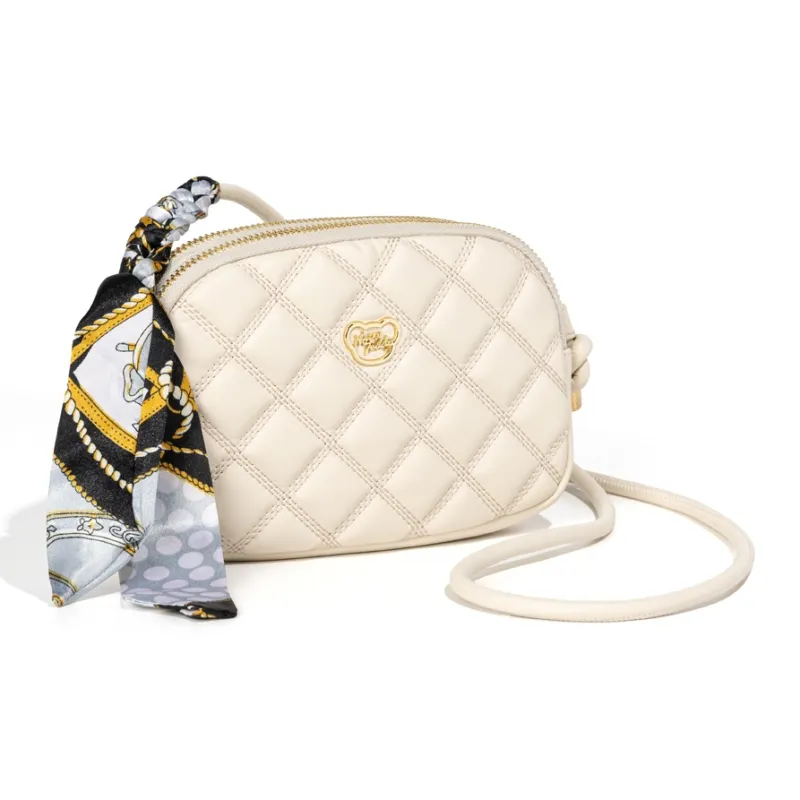 NOISY TEDDY PU Diamond Pattern Bag, Small Square Bag, Commute Bag, Crossbody Bag Regular Women's Black/Beige-7