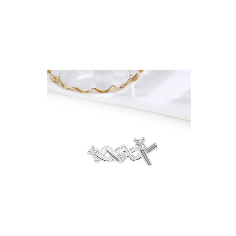 MIDNIGHT MOMENT S999 Silver Stud Earrings Women's-4