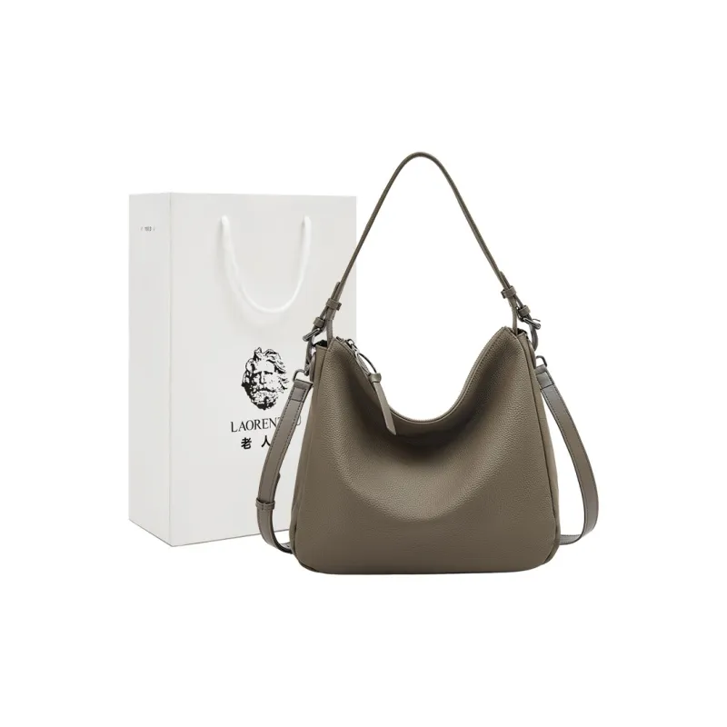 Old Man's Head Synthetic Leather Shoulder Bag Regular Women's Black/Gray Blue/Elephant Gray-16