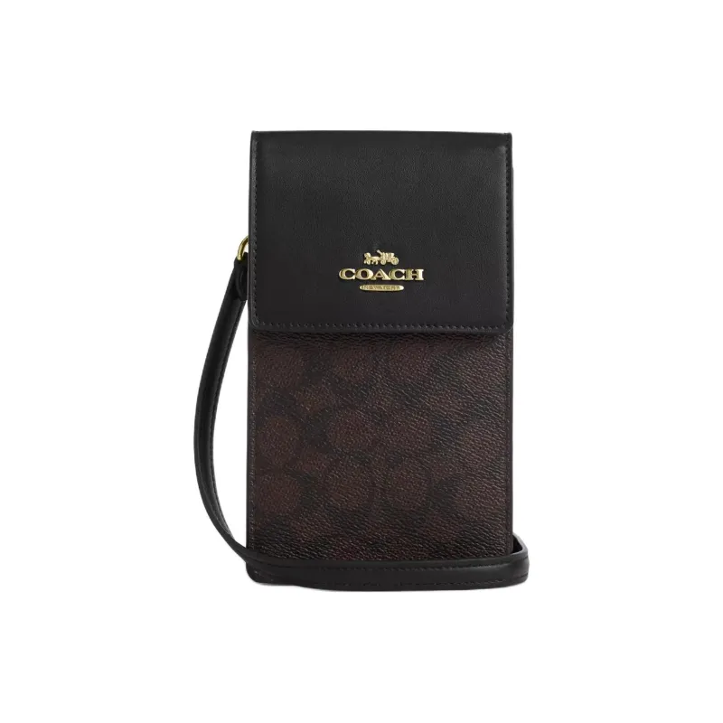 COACH Coated Canvas Cell Phone Pouch Mini Women's Black-0