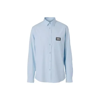 Burberry Logo Detail Stretch Cotton Poplin Shirt