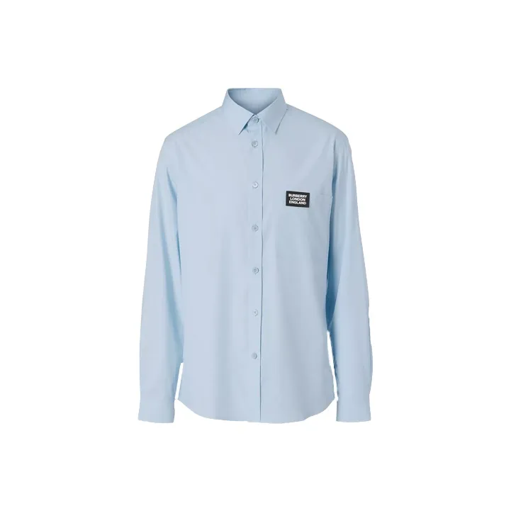 Burberry Logo Detail Stretch Cotton Poplin Shirt-0
