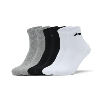 LiNing Mid Calf Socks Unisex 3 Pack Black White Gray