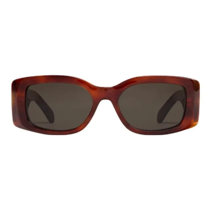 CELINE Acetate Rectangular Sunglasses Women's Brown-1
