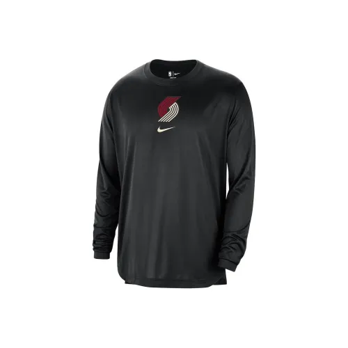 nike T-shirt x NBA Portland Trail Blazers Edition Authentic Pregame Performance T Shirt Men's Black