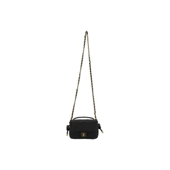 CHANEL Leather One Shoulder Handbag Women's Black