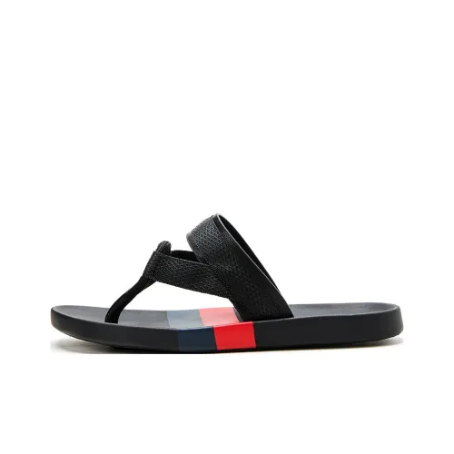 QIE Rubber Sole Odor Resistant Abrasion Resistant Slip Resistant Flip Flops Men's Black