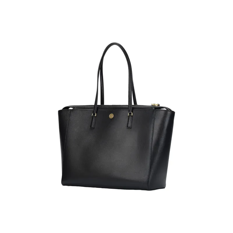 TORY BURCH Robinson Leather Tote Bag, Shopping Bag, Shoulder Bag, Handbag Women's Black-1