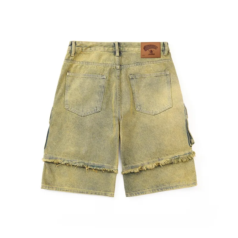 SANTASTIC Denim Shorts Unisex Yellow Mud-1
