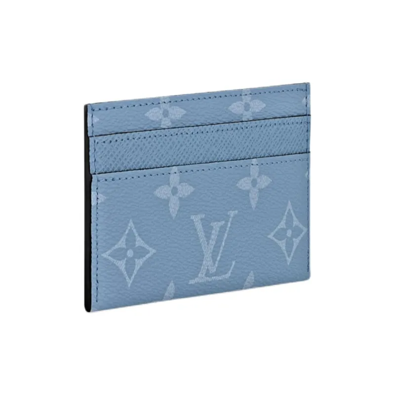 LOUIS VUITTON Taigarama Cow Leather Card Holder Regular Women's Sky Blue-1