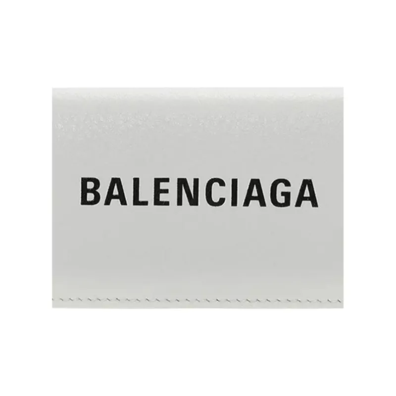 Balenciaga Balenciaga Luggage Collection Cow Leather Coin Purse Card Holder Wallet Mini Unisex White-4