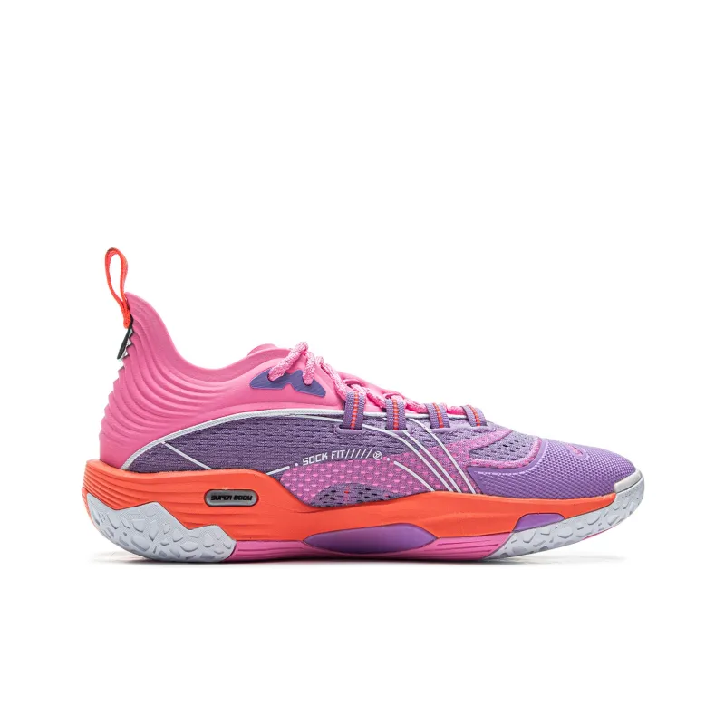 LiNing BadFive Hunter 1 Super Cushioning Slip Resistant Breathable Rebound Low Top Basketball Shoes Men's Purple Pink-1
