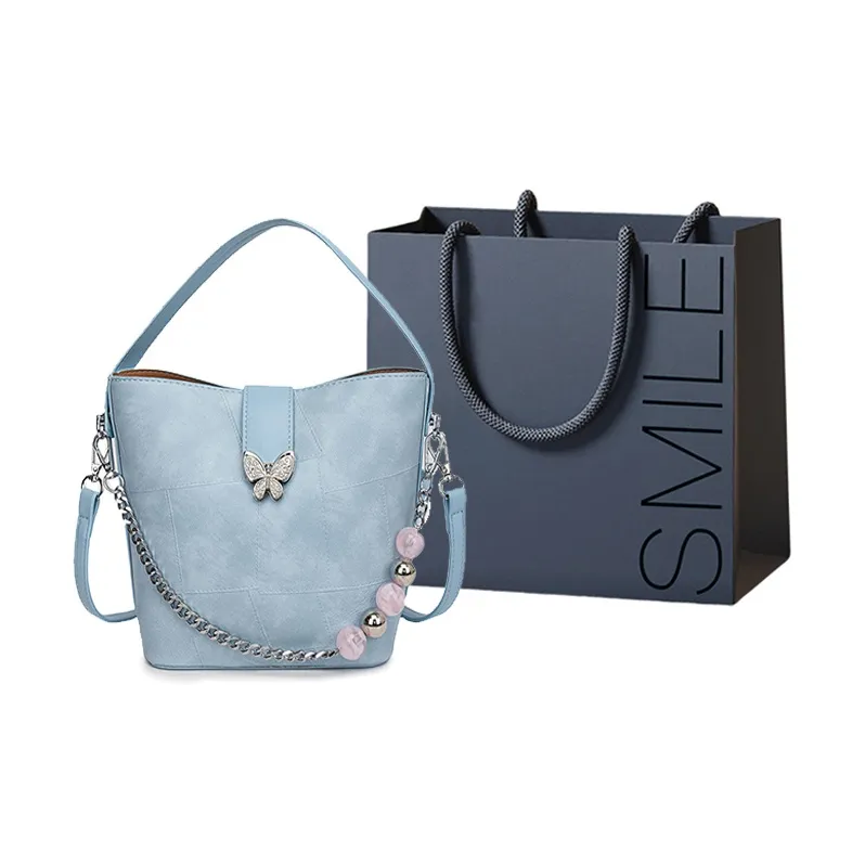 SWIMADE PU Handbag Women's Ecru/Blue/Pink-6