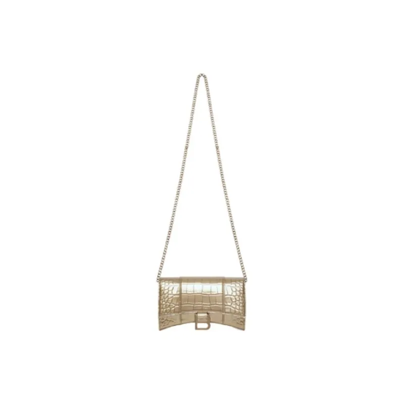 Balenciaga Hourglass Calfskin Shoulder Bag, Crossbody Bag, Wallet Women's Light Gold-1