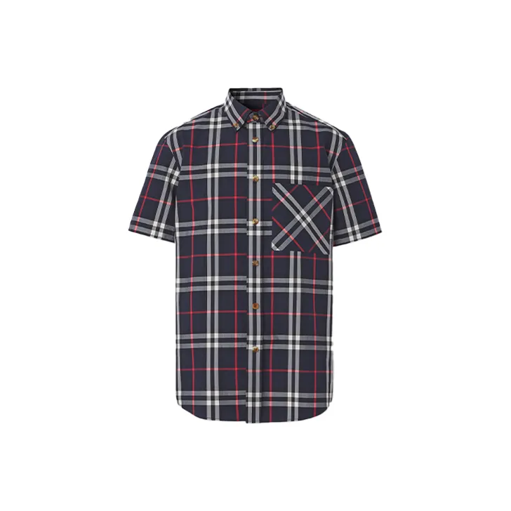 Burberry Shirts Men Marine Blue-0