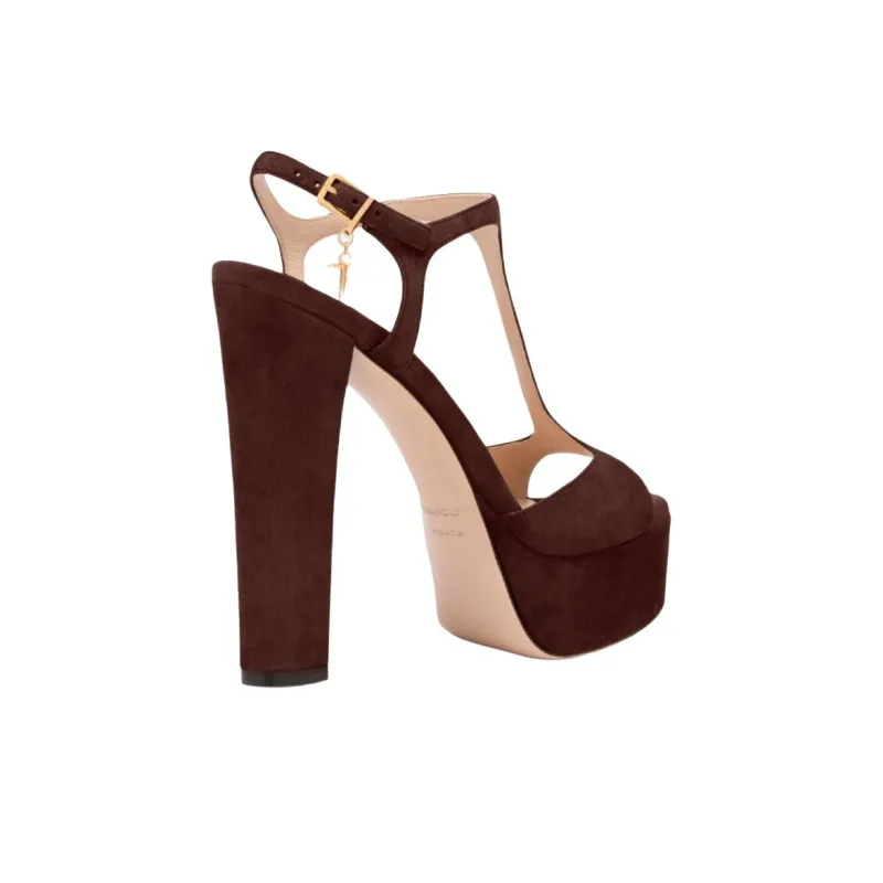 TF ANGELINA One Strap Sandals 10cm Women's Brown-3
