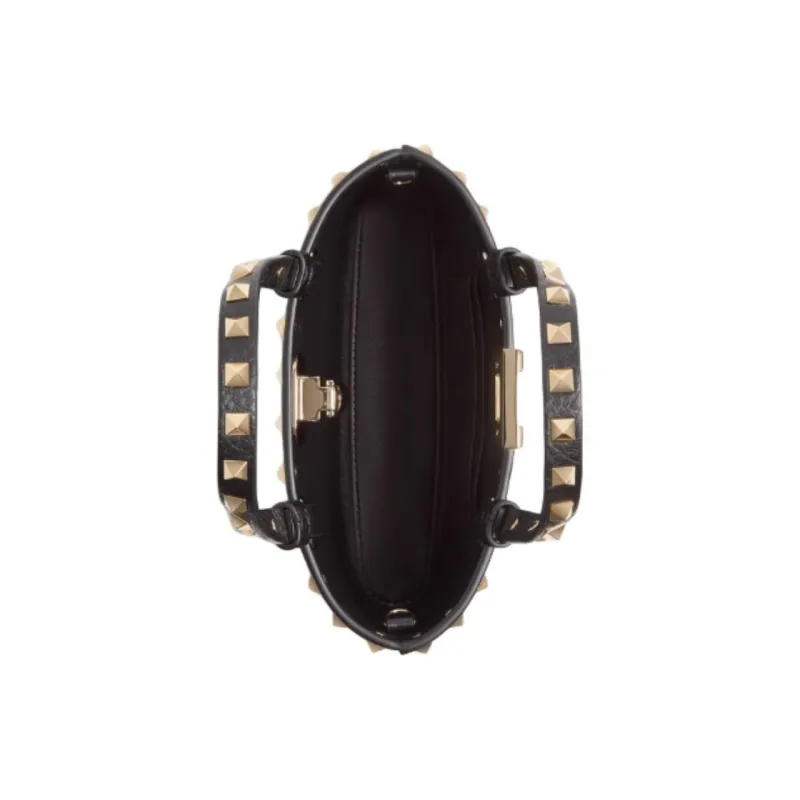 Valentino ROCKSTUD Cow Leather Handbag Mini Women's Black-4