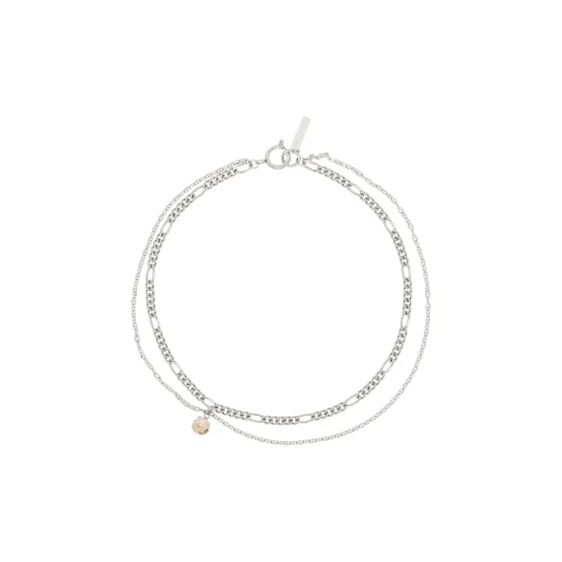 JUSTINE CLENQUET Brass, Crystal Necklaces Women's Silver-0