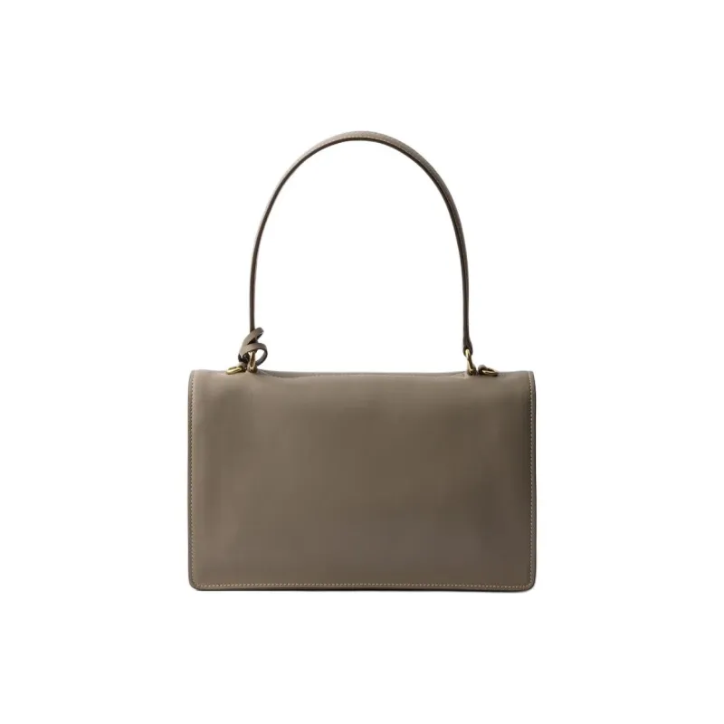 PRADA Soft Sound Cow Leather Shoulder Bag Medium Size Women's Gray-2
