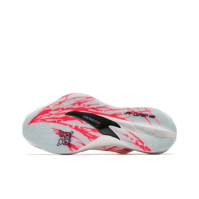 ANTA C202 6.0 PRO Running Shoes Women's Low Top Papyrus White, Neon Bright Dark Red, Silver-4