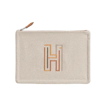 HERMES Cotton Storage Bag Small Size Unisex 05 Argente Silver