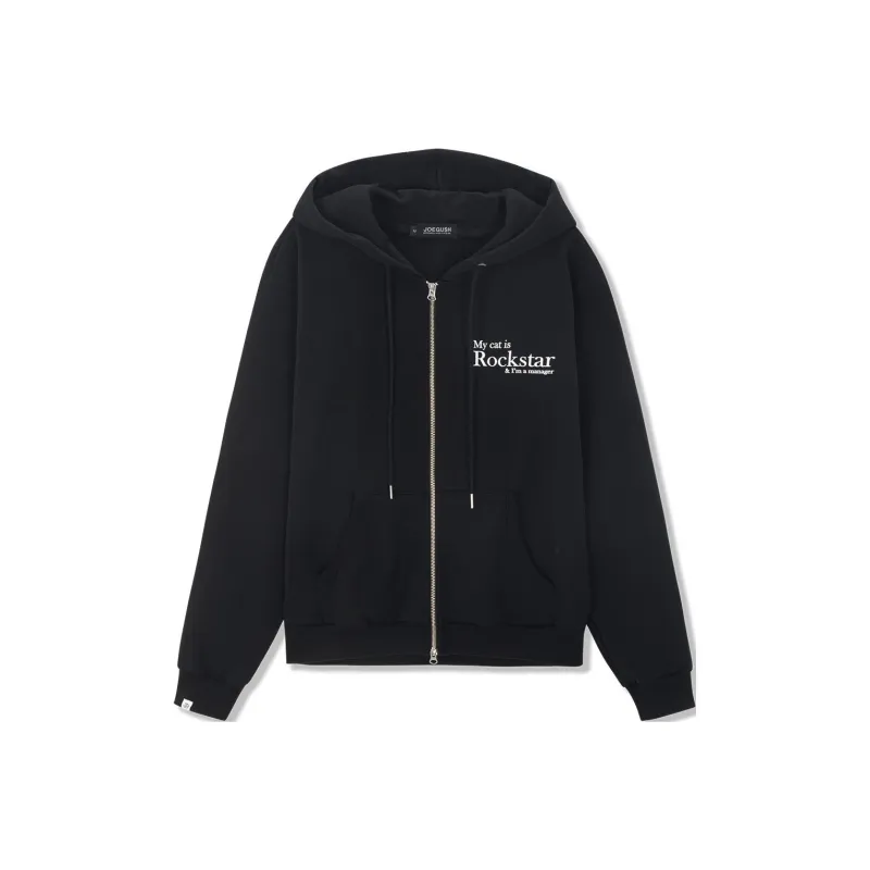 JOEGUSH Smile Rockstar Hoodie Zip Up Sweatshirt Unisex Black-0