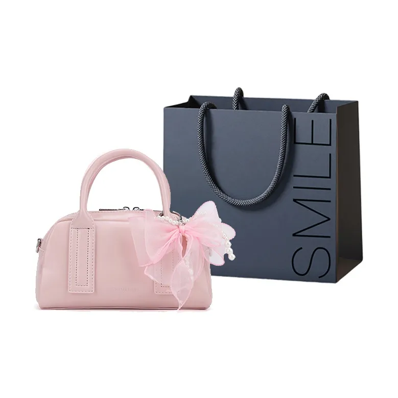 SWIMADE PU Bowling Bag, Handbag Women's Ecru/Silver/Black/Pink-0