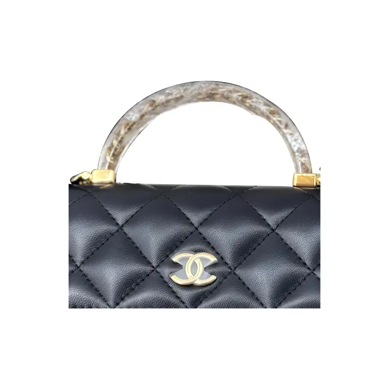 CHANEL Sheepskin Handbag, Shoulder Bag, Crossbody Bag Women's Black & White-2
