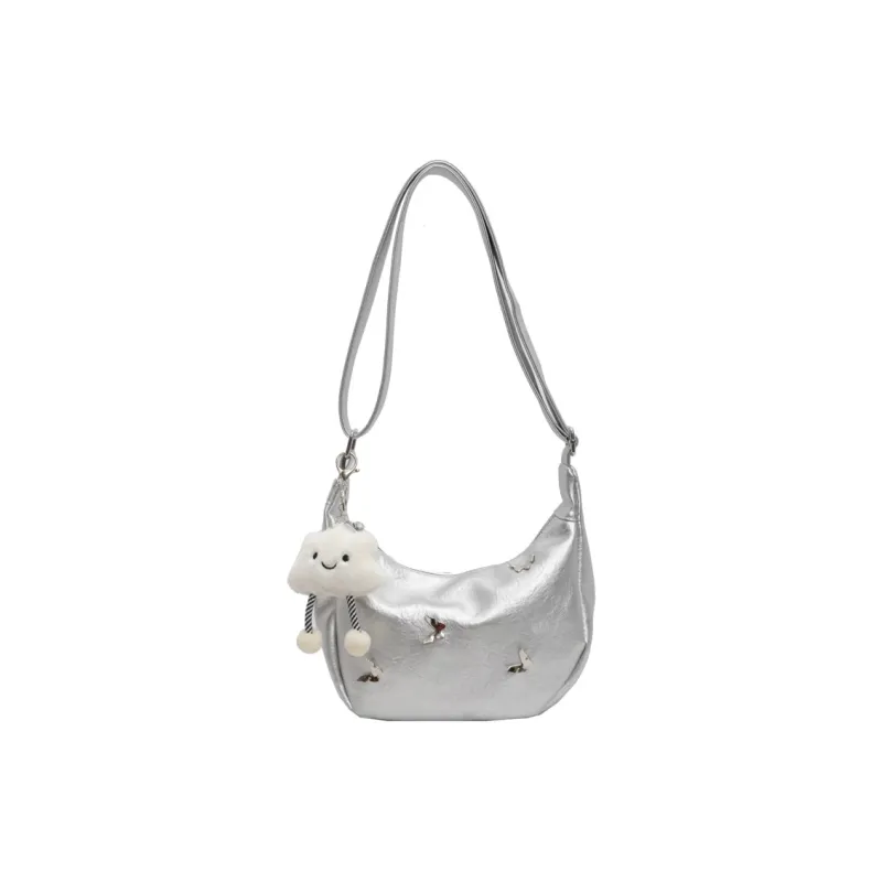 Morellybear PU Handbag, Shoulder Bag, Crossbody Bag Women's Black/Ecru/Silver-3