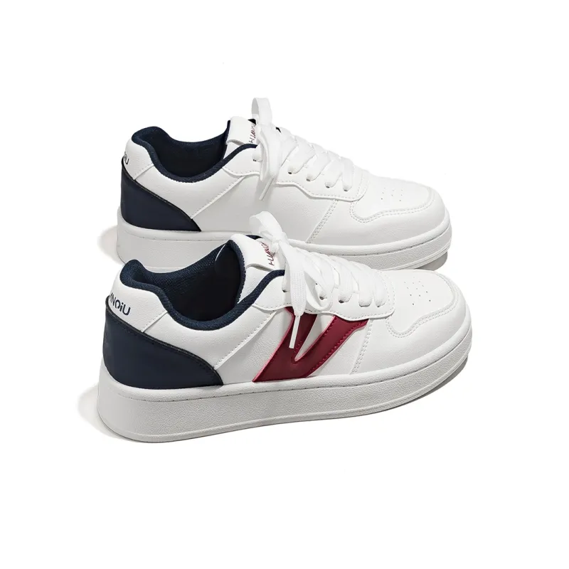 HUANQIU Anti Slip And Wear Resistant Lightweight Low Top Skateboard Shoes Women's White Blue Red-2
