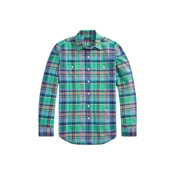 Polo Ralph Lauren SS24 Classic Fit Plaid Oxford Workshirt Shirt Men's Green