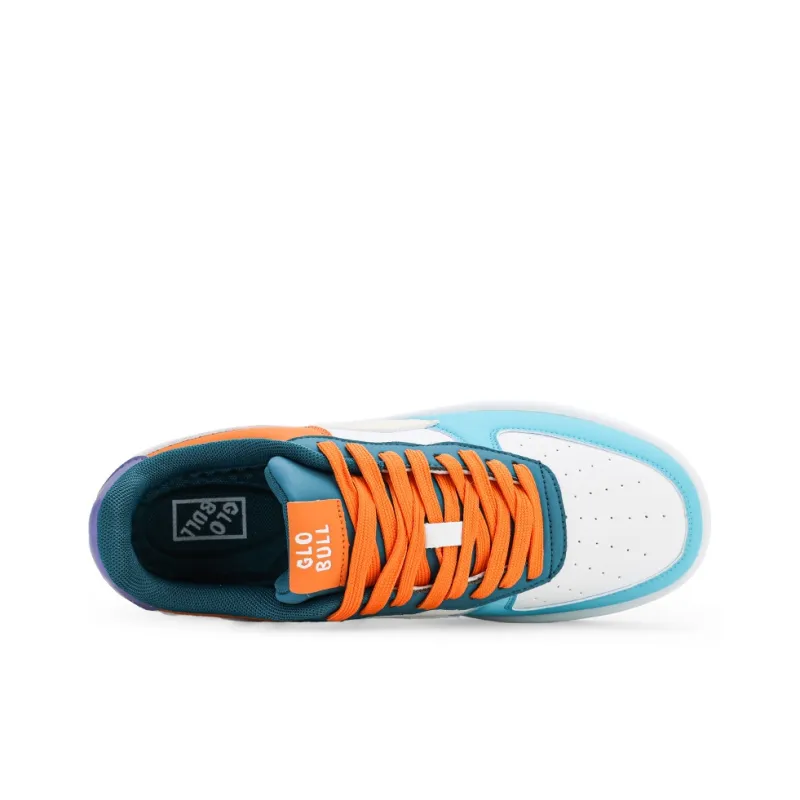 GLO BULL Abrasion Resistant Breathable Height Increasing Low Top Skateboard Shoes Unisex Orange Blue-3