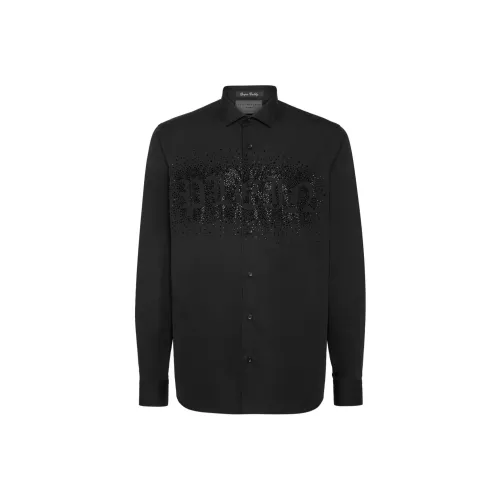 PHILIPP PLEIN Logo Embellished Curved Hem Shirt