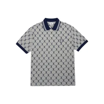 MLB Base Logo Polo Shirts Men Gray