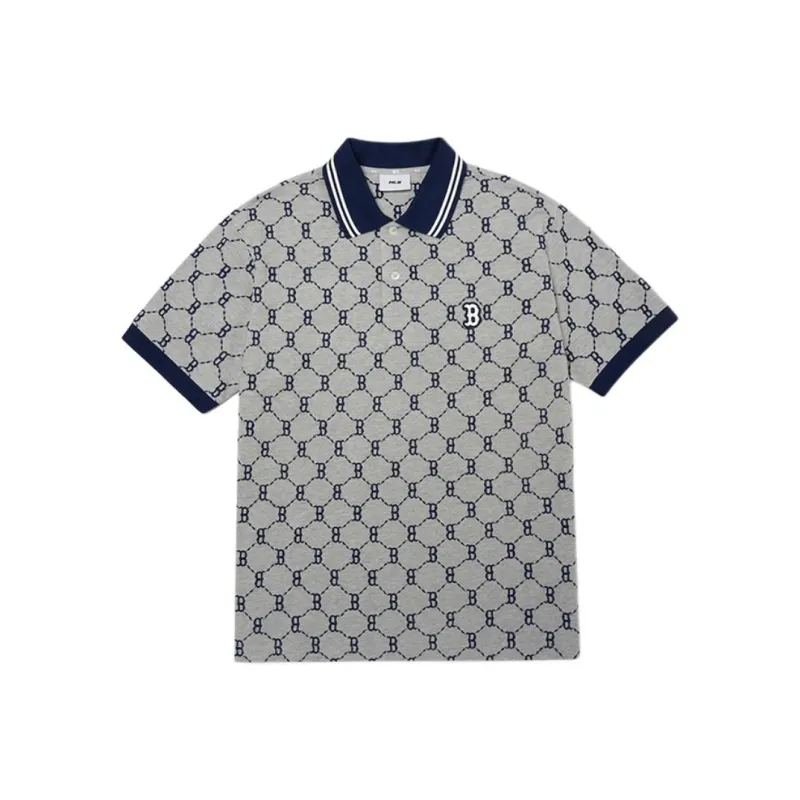 MLB Base Logo Polo Shirts Men Gray-0