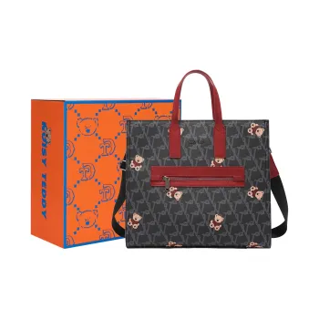 NOISY TEDDY PVC Tote Bag, Shopping Bag, Handbag Regular Women's Black Red/Black