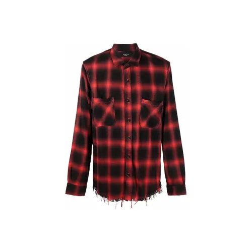 AMIRI Plaid Flannel Crystal Stars Loose Fit Button Down Top