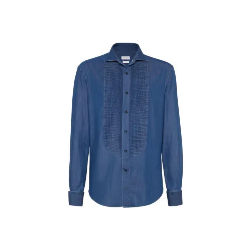 Brunello Cucinelli Denim Pleated bib Tuxedo Shirt