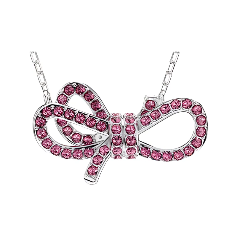 Swarovski Rhodium Plated Necklaces Women's Red-2