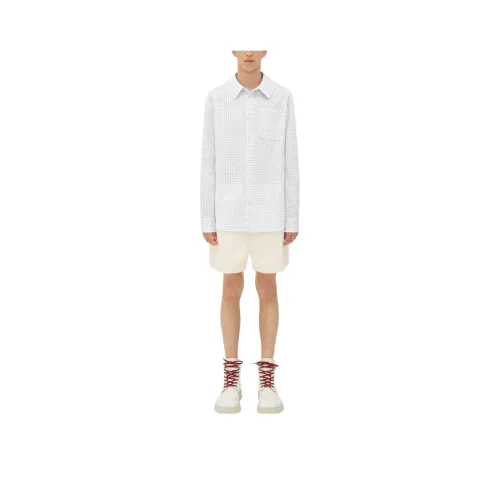 Bottega Veneta Crisp Cotton Silk Check Bandana Shirt Men's White