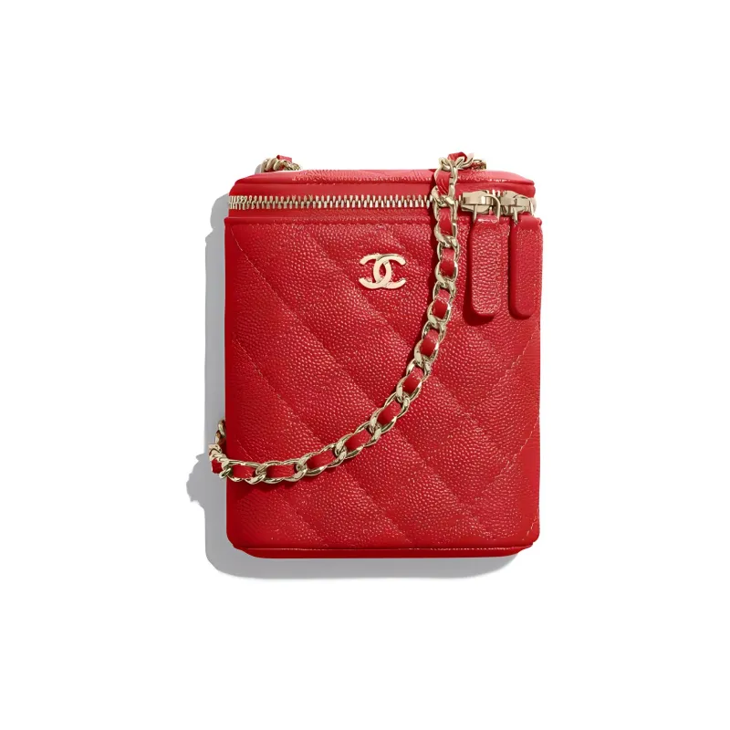 CHANEL Caviar Calfskin Shoulder Bag, Crossbody Bag Women's Red-0