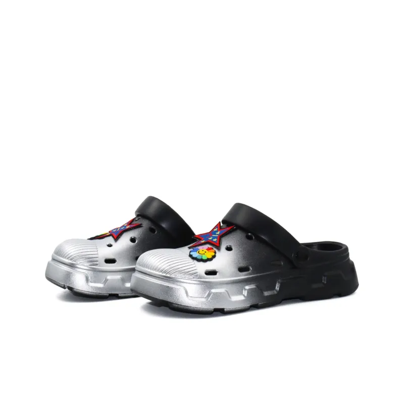 NANJIREN Clogs Unisex Black Gradient Spray Silver-1