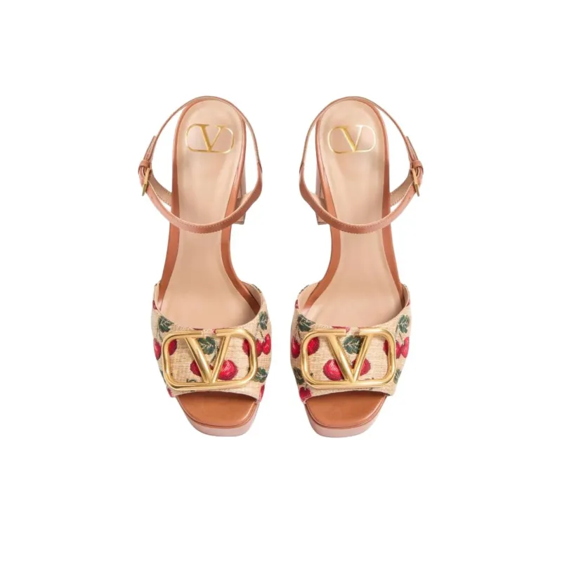 Valentino Vlogo One Strap Sandals 11.5cm Women's Brown-4