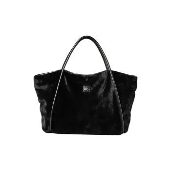Alo Yoga Faux Fur Tote Bag, Shopping Bag, Handbag Women's Black