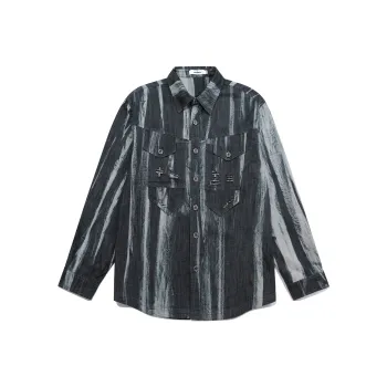 Guuka Long Sleeved Shirts Men's Black Gray Color