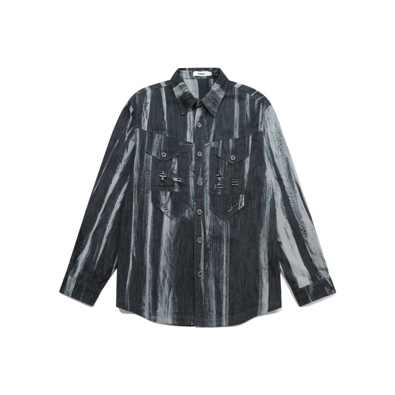 Guuka Long Sleeved Shirts Men's Black Gray Color-0